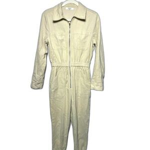 Daphnea Boutique Boiler Suit Women's Small Ivory Corduroy Romper Jumper Coverall